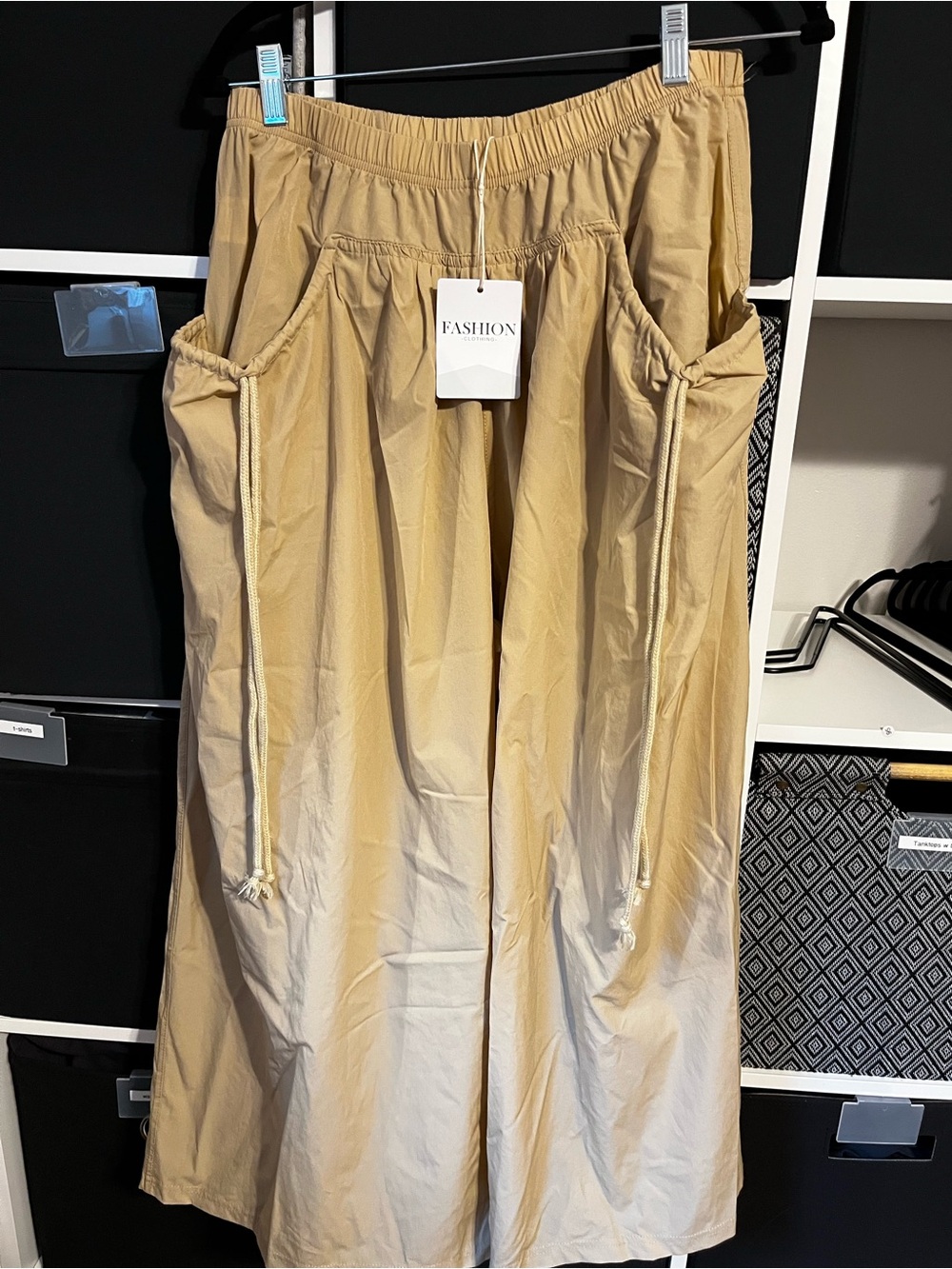 Neutral Drawstring Pocket pants- Beige